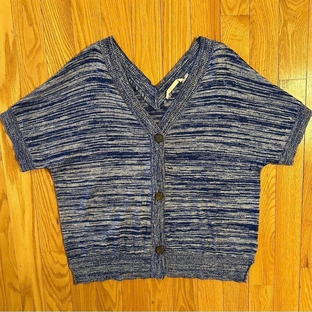 Soft Surroundings Womens Oceana Cardigan Sweater Blue Double V-Neck Large